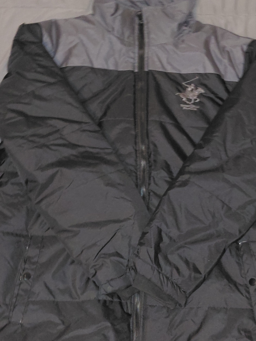 Beverly Hills Polo Club Black and Gray Men's Quilted Puffer Jacket